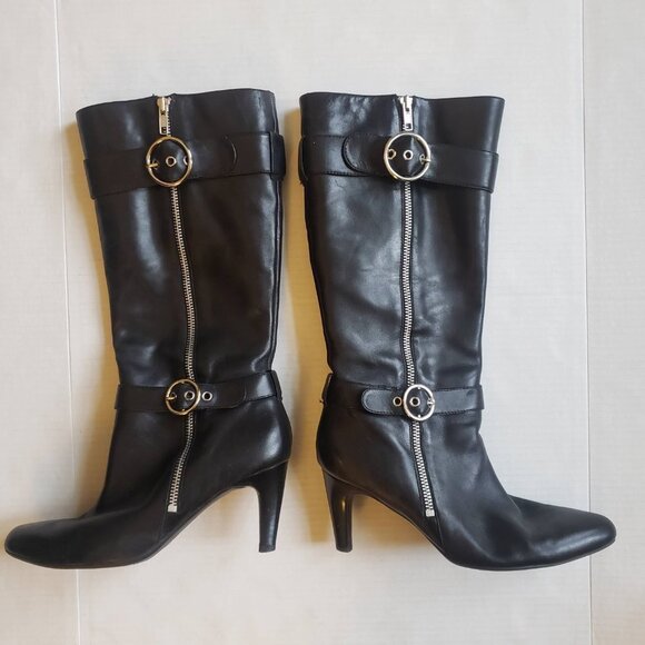 ECCO TALL BRISTOL HIGH HEEL MOTO STYLE BUCKLE BOOTS BLACK SIZE 40 or 9/9… - Picture 4 of 12